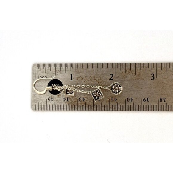 Vintage Sterling Silver Dangle Earrings Black Enamel Geometric Charm Drop 7.2g - Picture 6 of 9